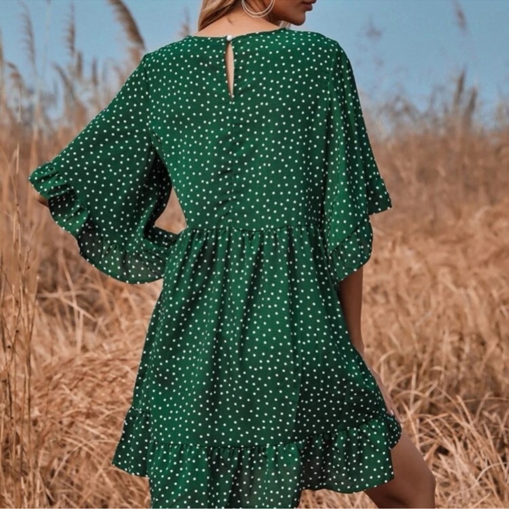 SHEIN Green Polka Dot Dress size medium. - Picture 2 of 9